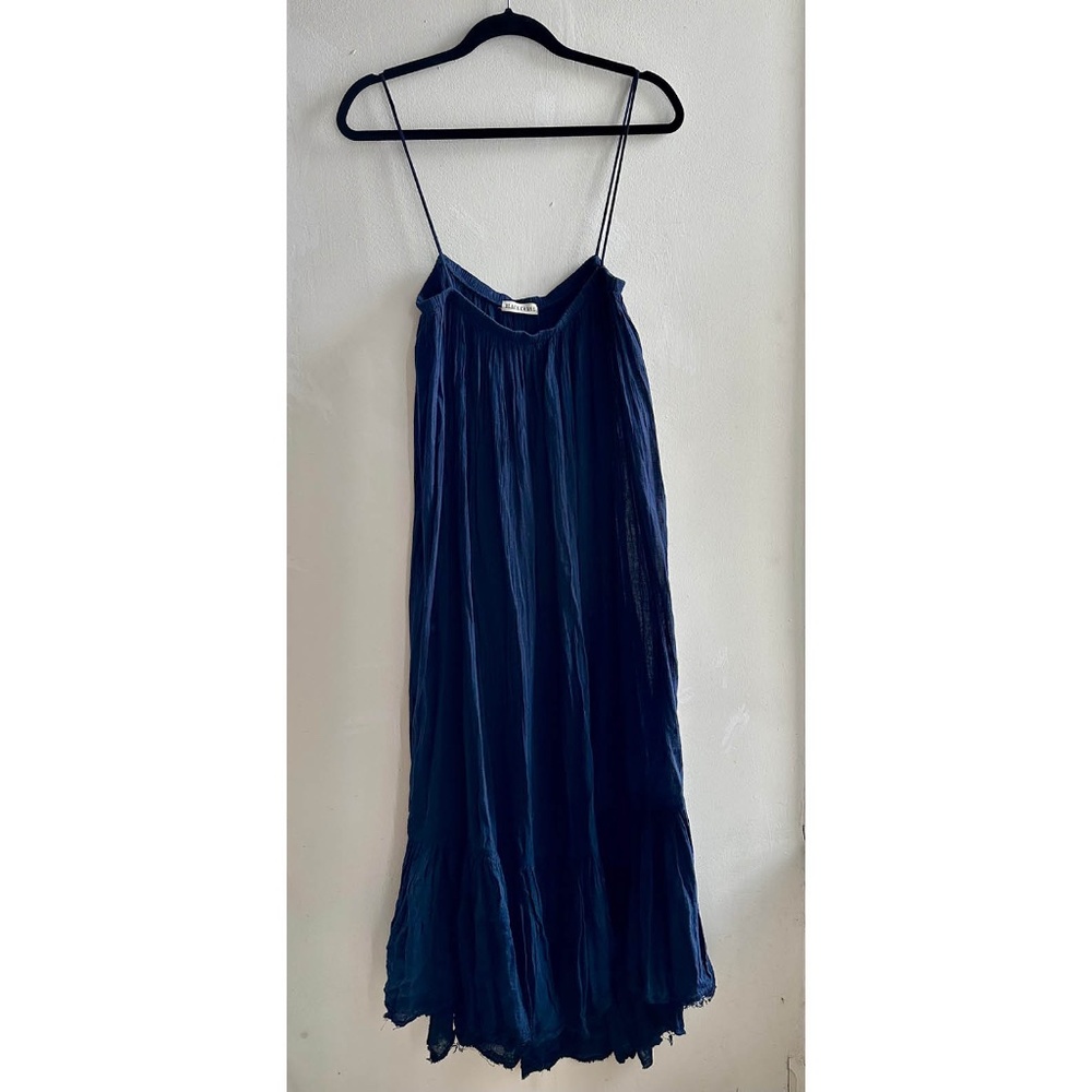 Black Crane Dark Blue Spaghetti-Strap Beach Cover-up, Size L